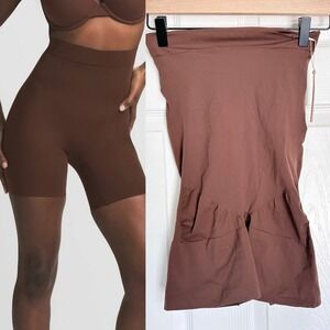 Skims Seamless Sculpt High Waisted Mid‎ Thigh Short 4X Cocoa Brown Shapewear